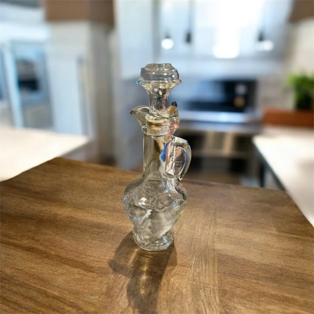 Vintage Clear Glass Decanter with Stopper and Handle